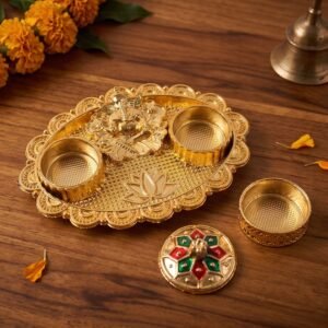 KumkumHolder04-03 Ganesh Kumkum Holder, Elegant Meenakari Pooja Accessory