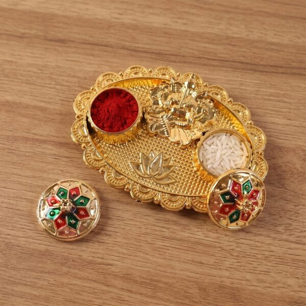 Ganesh Kumkum Holder, Elegant Meenakari Pooja Accessory