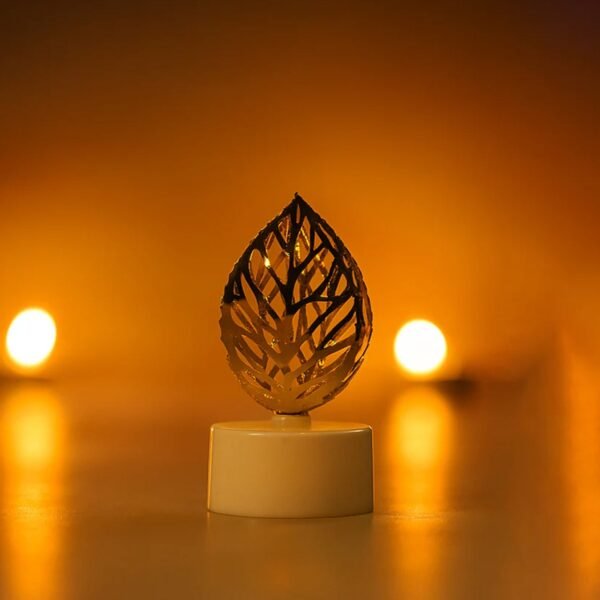 Golden Leaf LED Candles – Set of 4 Flameless Decorative Lights