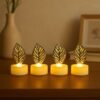Golden Leaf LED Candles – Set of 4 Flameless Decorative Lights