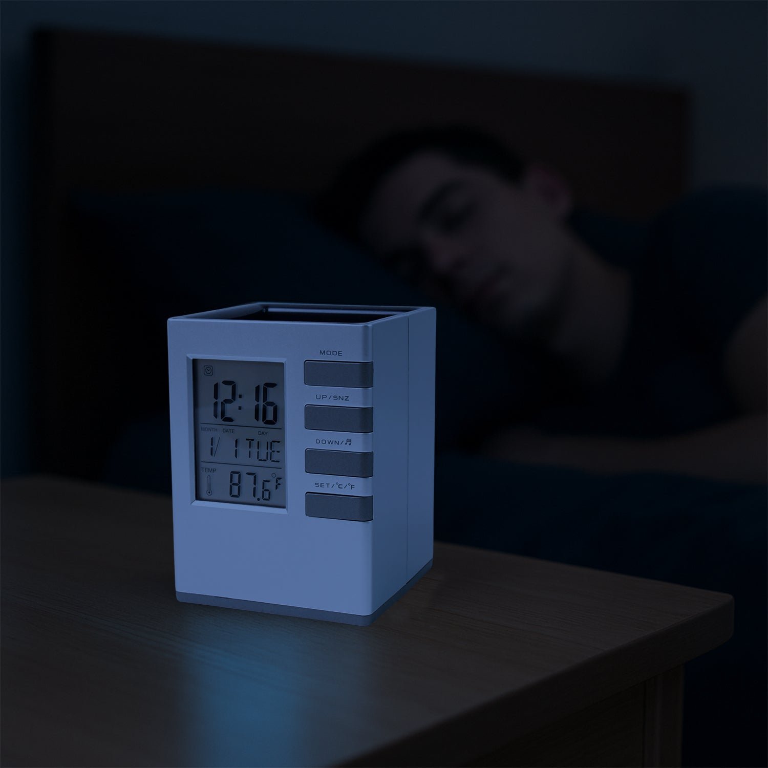 Digital Desk Clock – Multifunction with Pen Holder & Temp Display