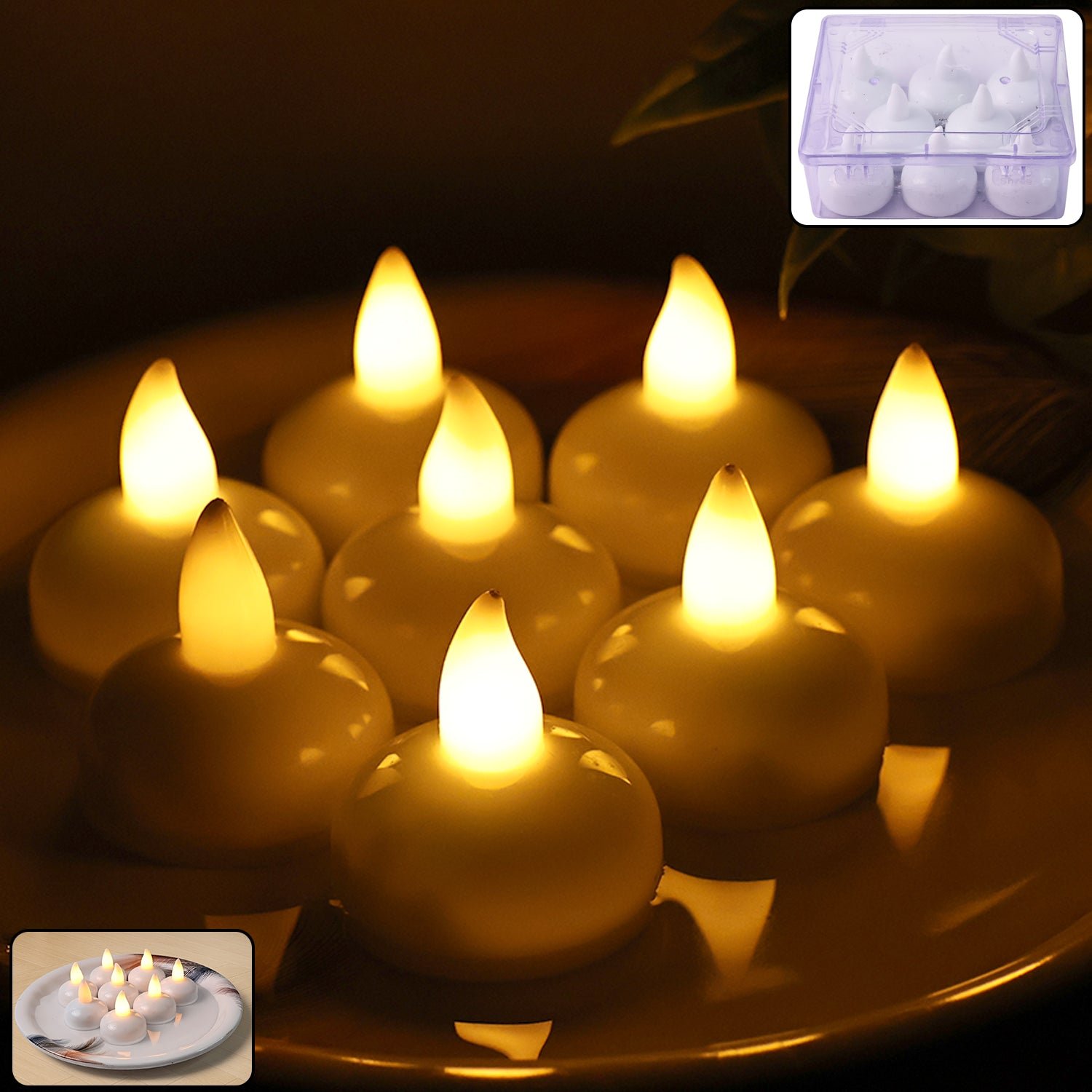 Round LED Flameless Tealight Candles – Safe Warm Glow Set of 8