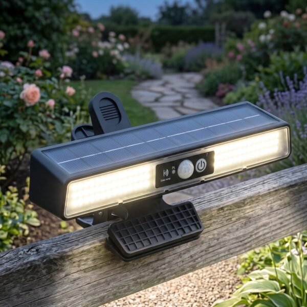 102 LED Solar Clip Motion Sensor Light for Garden Fence Outdoor (1 Pc)