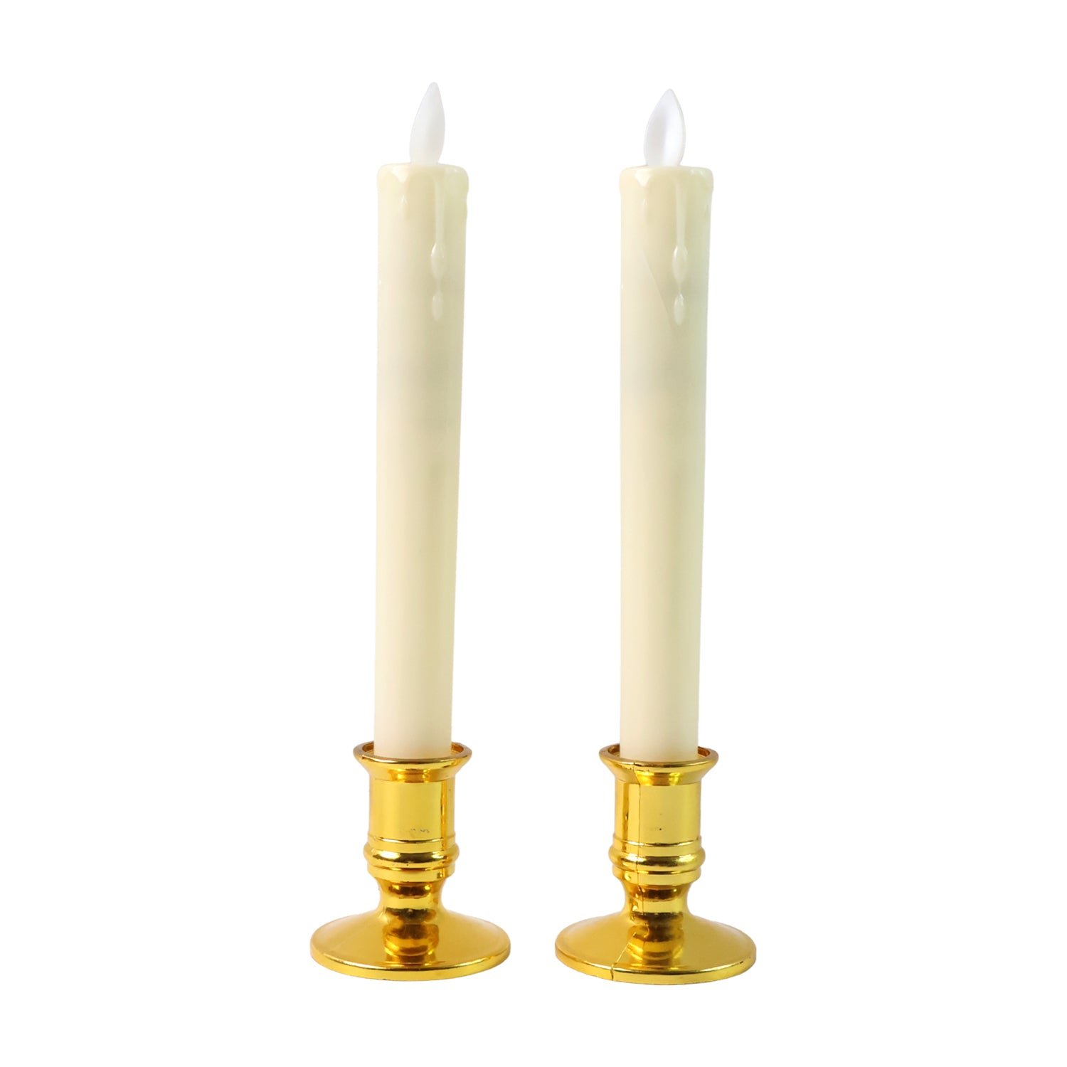 LED Flameless Taper Candles – Set of 2 Realistic Flickering Lights