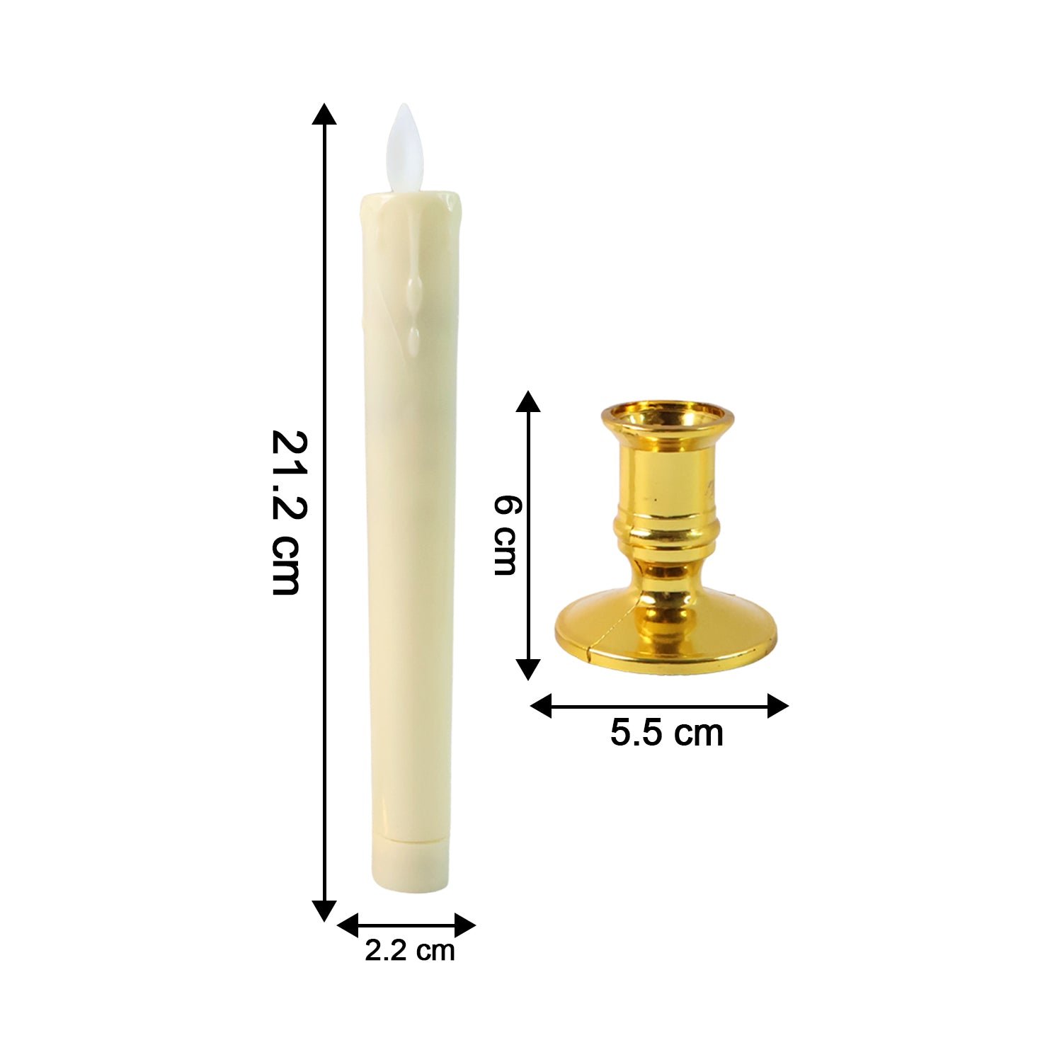 LED Flameless Taper Candles – Set of 2 Realistic Flickering Lights