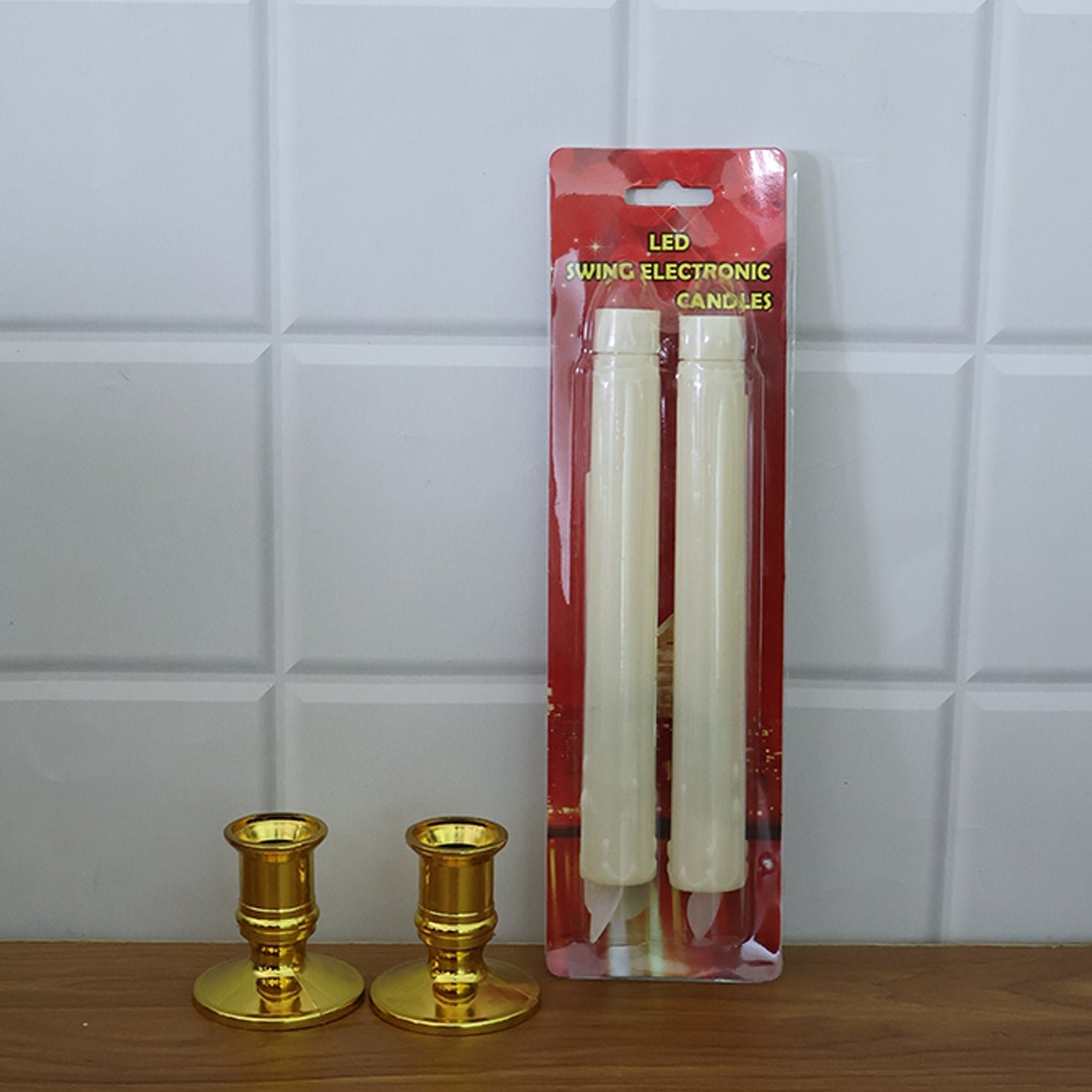 LED Flameless Taper Candles – Set of 2 Realistic Flickering Lights