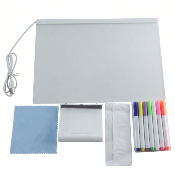LED Illuminated Drawing Writing Board with 7 Color Markers (1 Set)