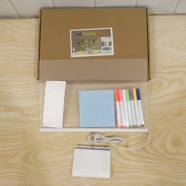 LED Illuminated Drawing Writing Board with 7 Color Markers (1 Set)