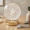Round Crystal LED Table Lamp – Dimmable Touch & USB Rechargeable