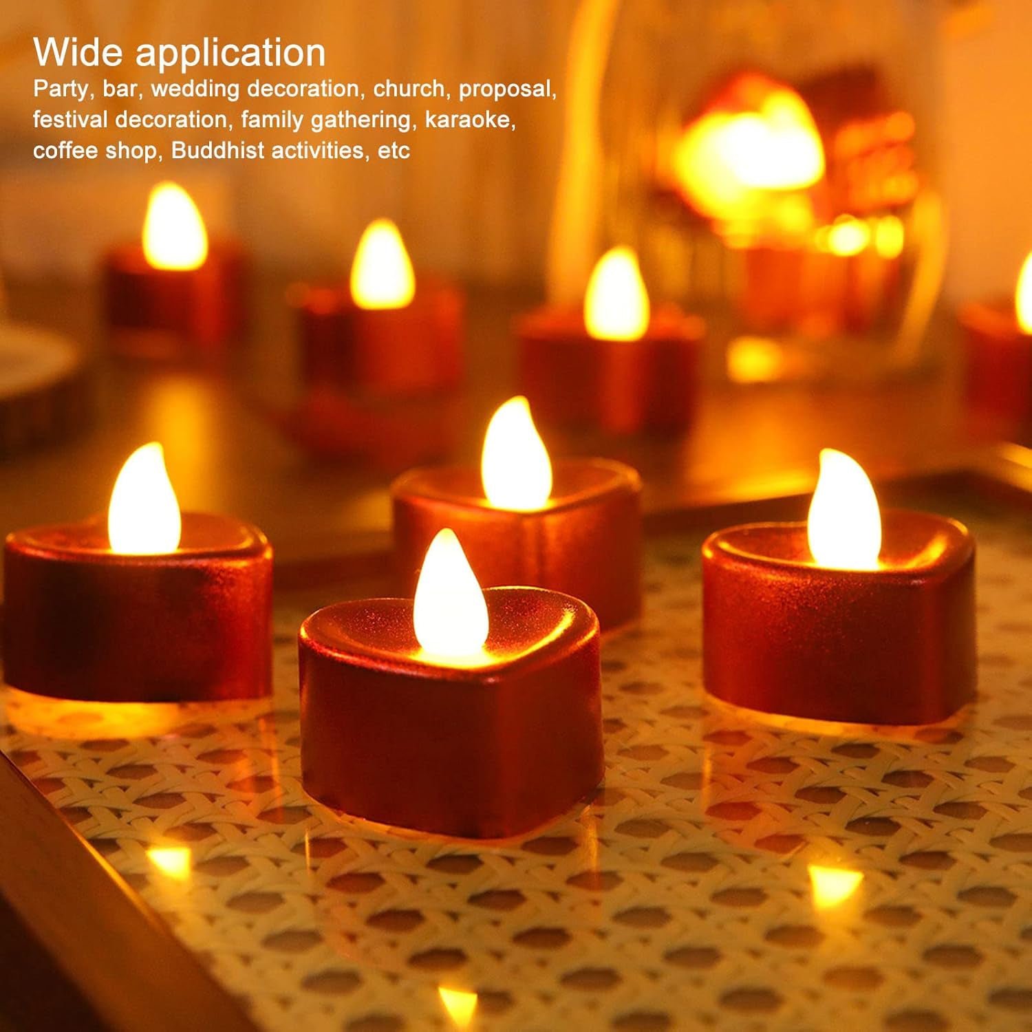 Heart Shaped LED Tea Light Candles – 12 Pc Mix Color Set
