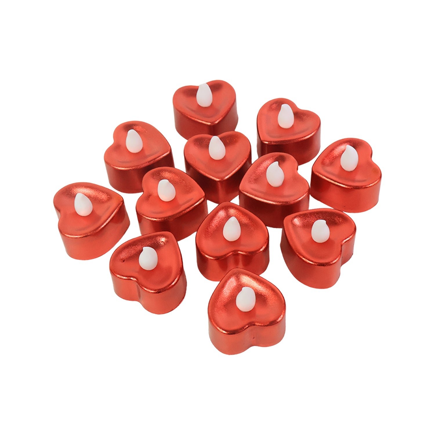 Heart Shaped LED Tea Light Candles – 12 Pc Mix Color Set