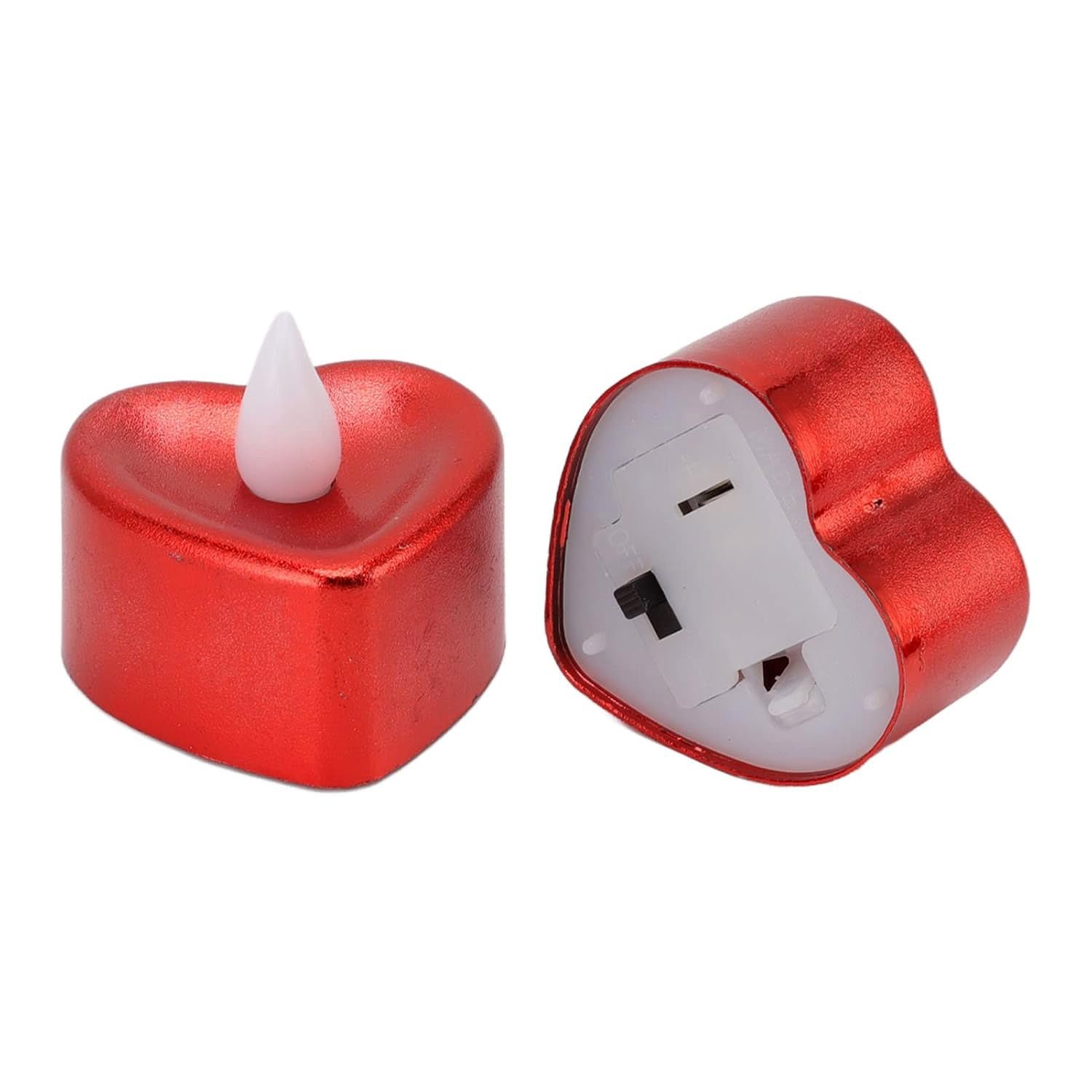 Heart Shaped LED Tea Light Candles – 12 Pc Mix Color Set