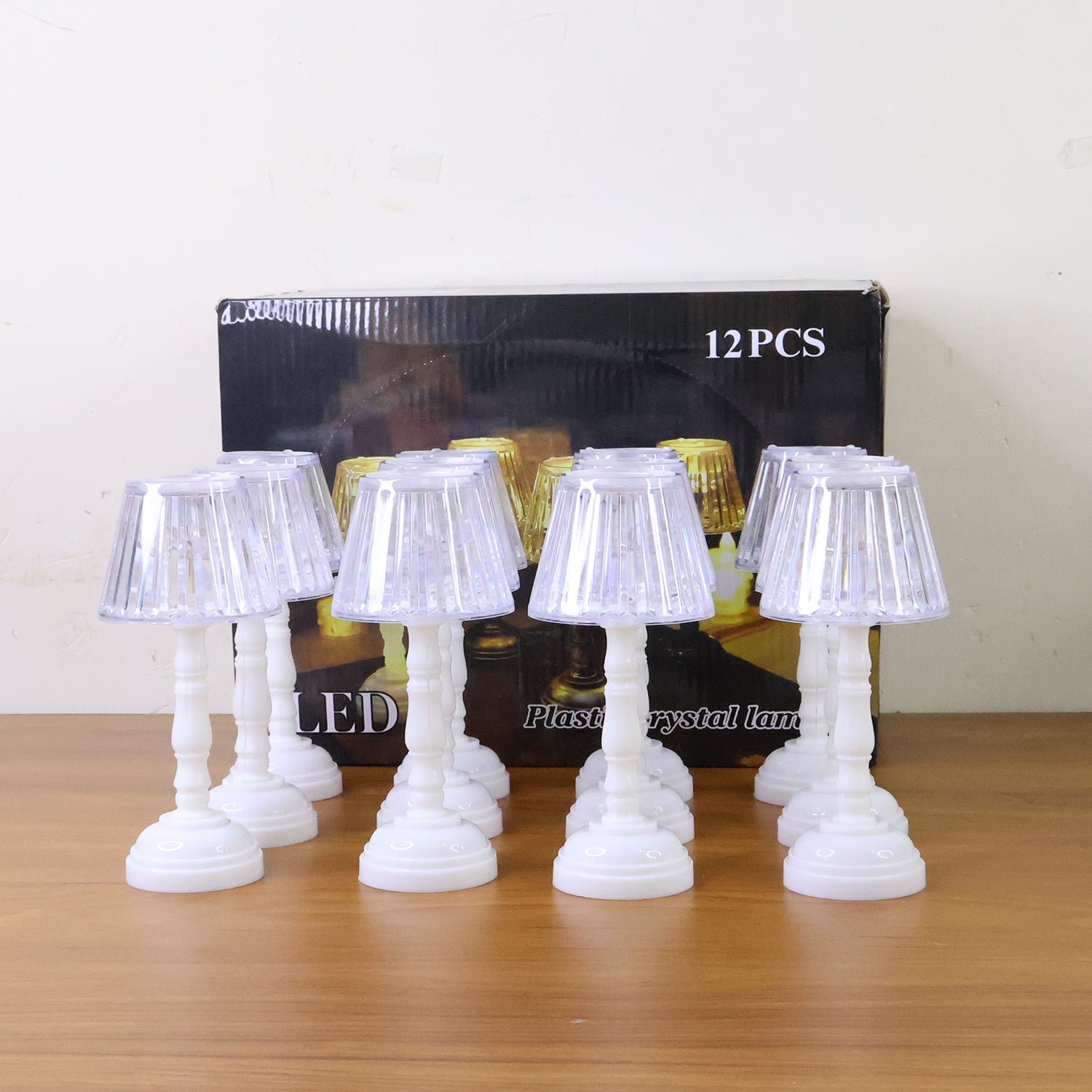 LED Crystal Table Lamps – Elegant Set of 12 Warm Lights