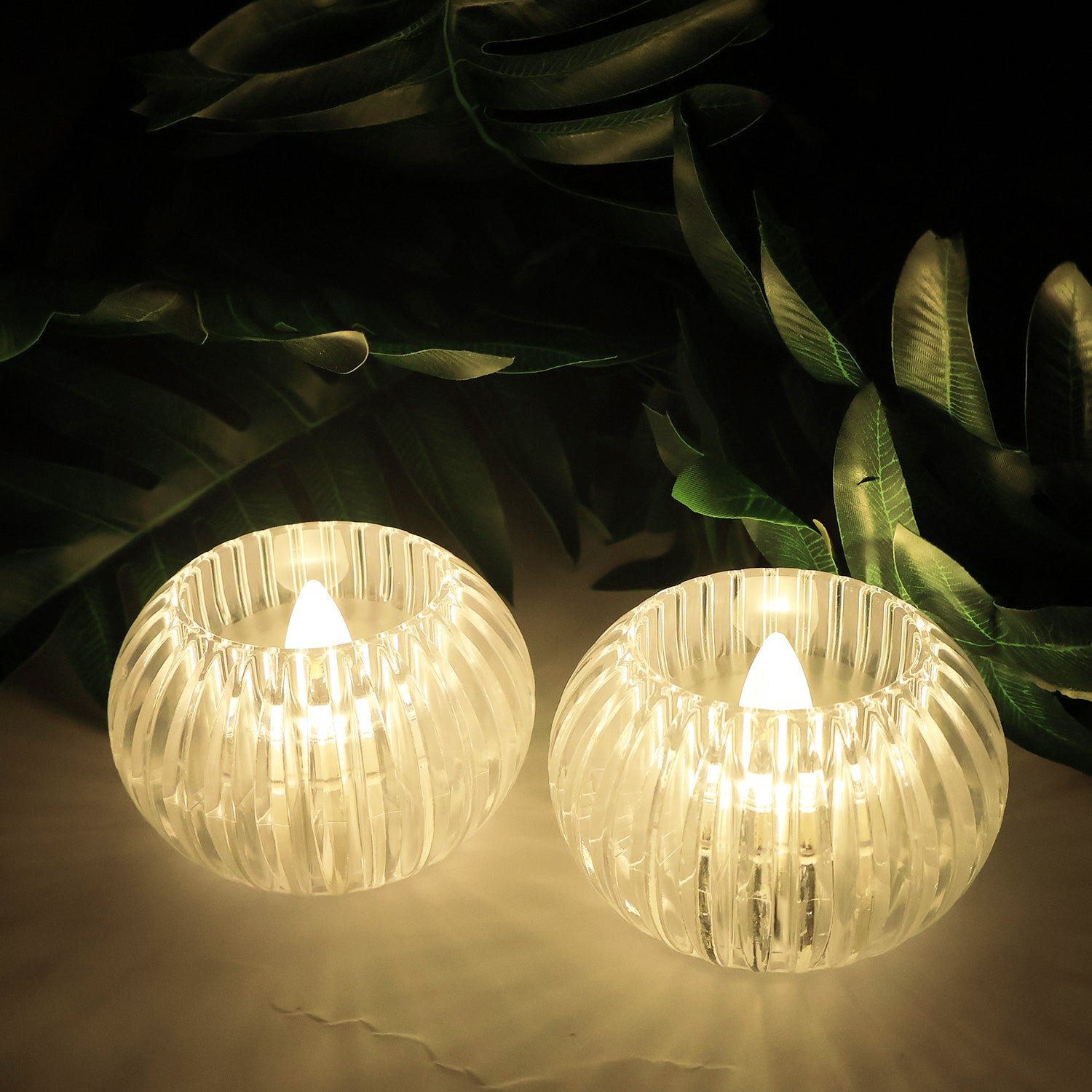 LED Crystal-Effect Flameless Candles – Set of 12 Battery-Operated Tealights