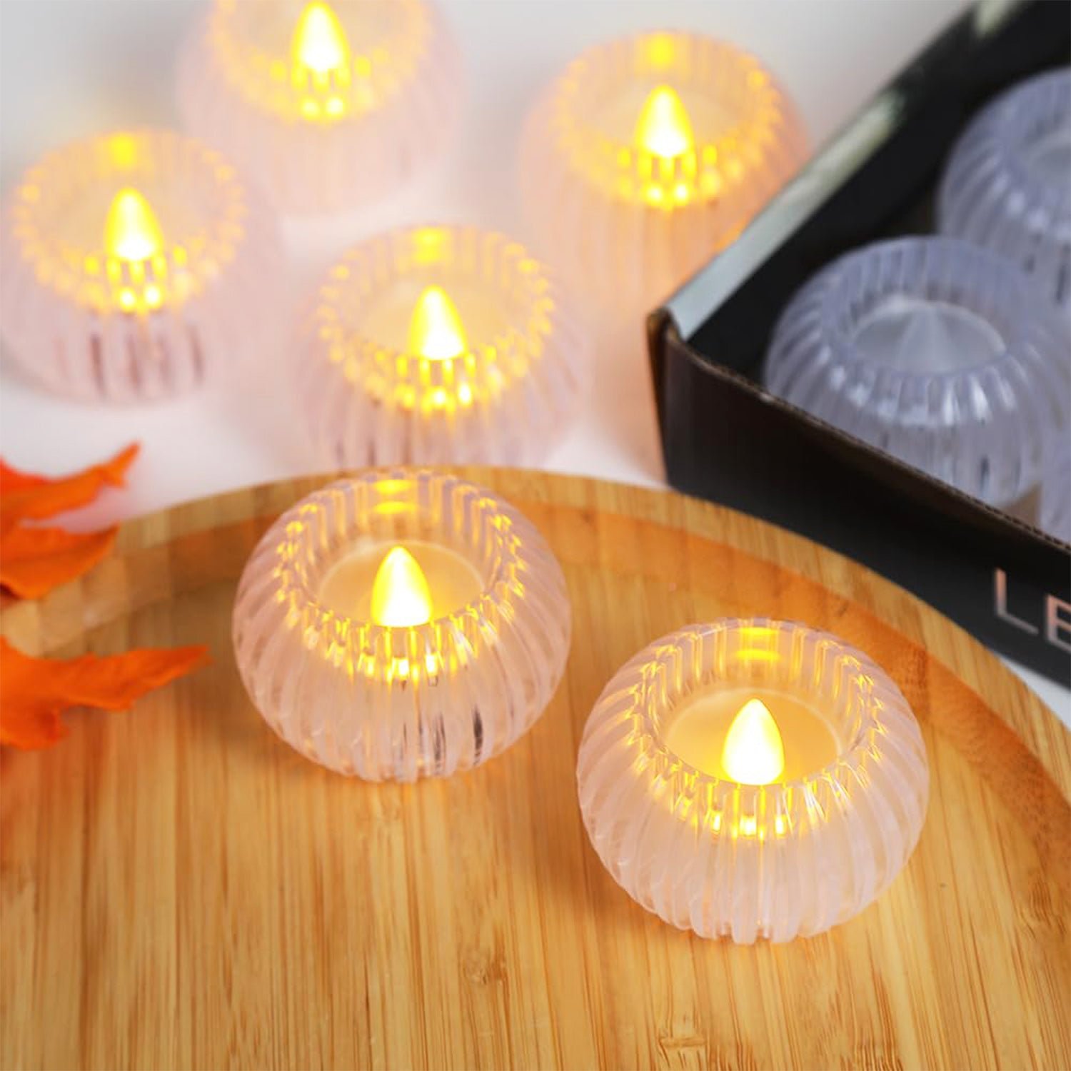 LED Crystal-Effect Flameless Candles – Set of 12 Battery-Operated Tealights
