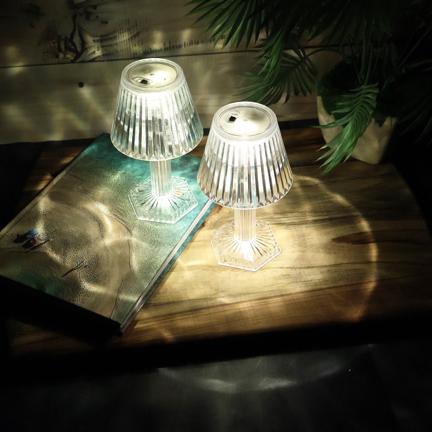 LEDTransperentLamp-02 Crystal Style LED Table Lamps – Elegant Flameless Set of 12