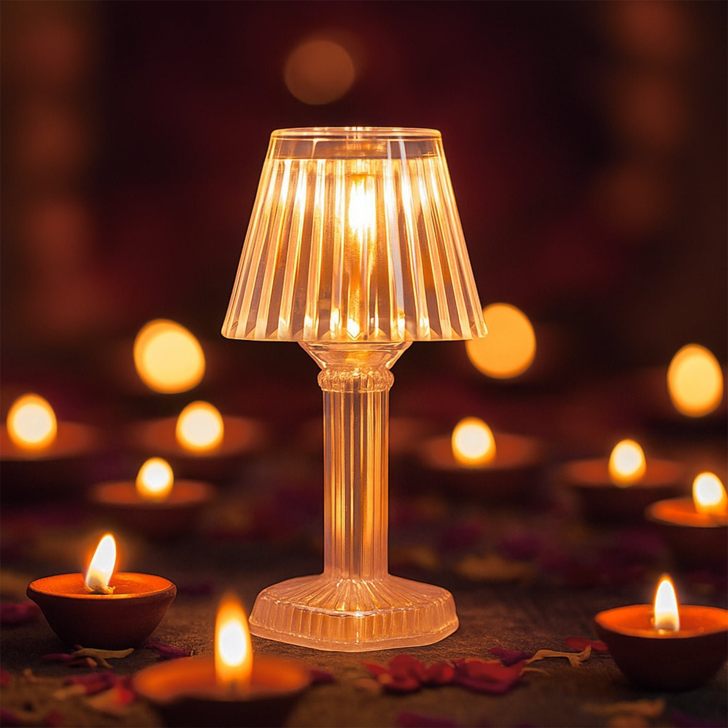 LEDTransperentLamp-03 Crystal Style LED Table Lamps – Elegant Flameless Set of 12