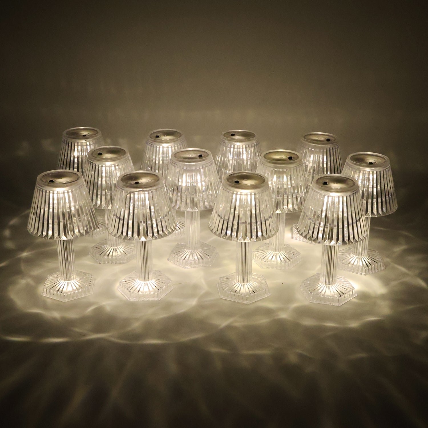 LEDTransperentLamp-05 Crystal Style LED Table Lamps – Elegant Flameless Set of 12