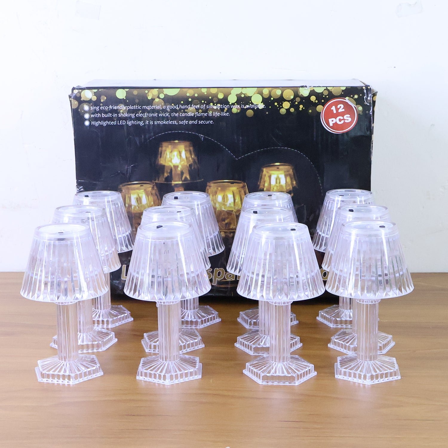 LEDTransperentLamp-Liveimage Crystal Style LED Table Lamps – Elegant Flameless Set of 12