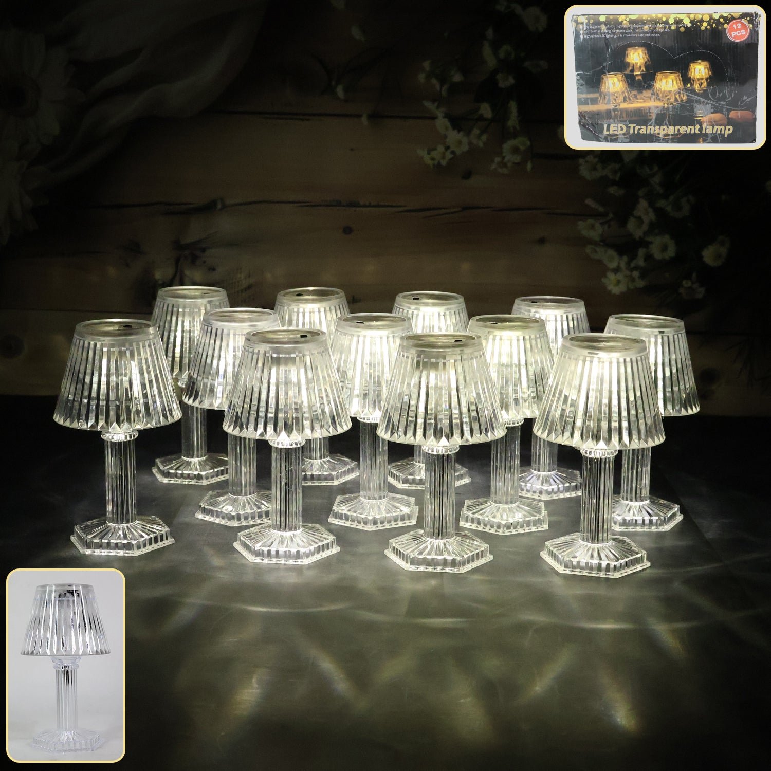 Crystal Style LED Table Lamps – Elegant Flameless Set of 12
