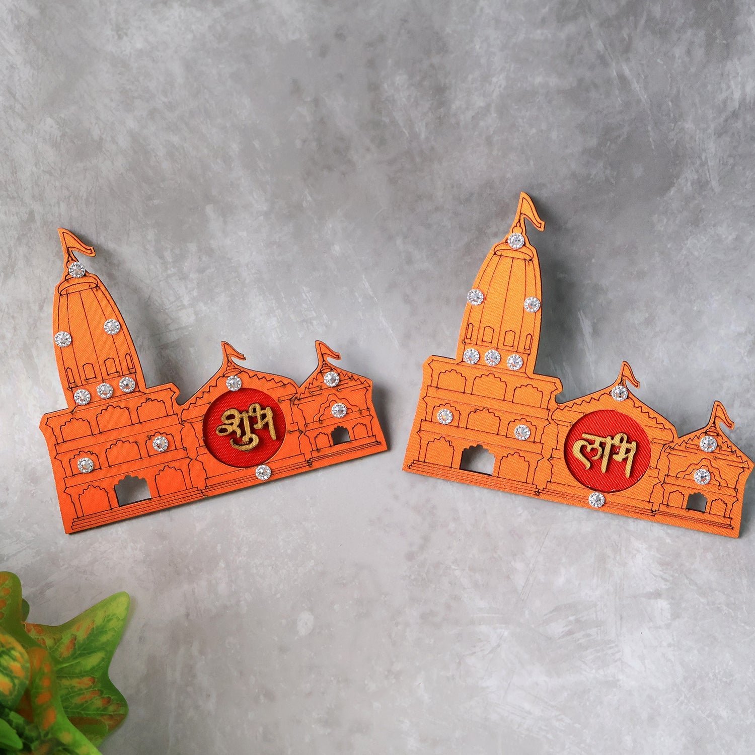Shubh Labh Temple Wall Sticker – Vibrant Festive Home Décor