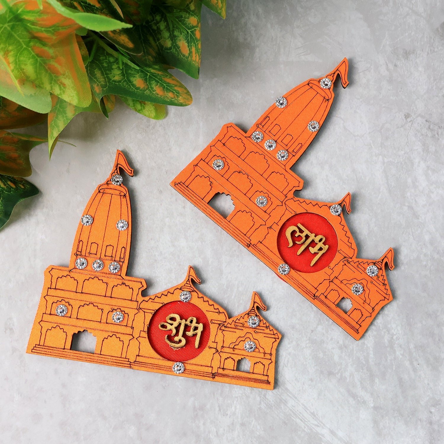 Shubh Labh Temple Wall Sticker – Vibrant Festive Home Décor