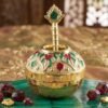 Laddu Gopal Makhan Matki with Spoon Set Decorative Pooja Pot (2 Pc Set)