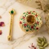 Laddu Gopal Makhan Matki with Spoon Set Decorative Pooja Pot (2 Pc Set)