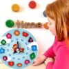 Wooden Educational Learning Clock Toy – Movable Hands & Shape Blocks