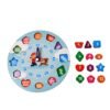 Wooden Educational Learning Clock Toy – Movable Hands & Shape Blocks