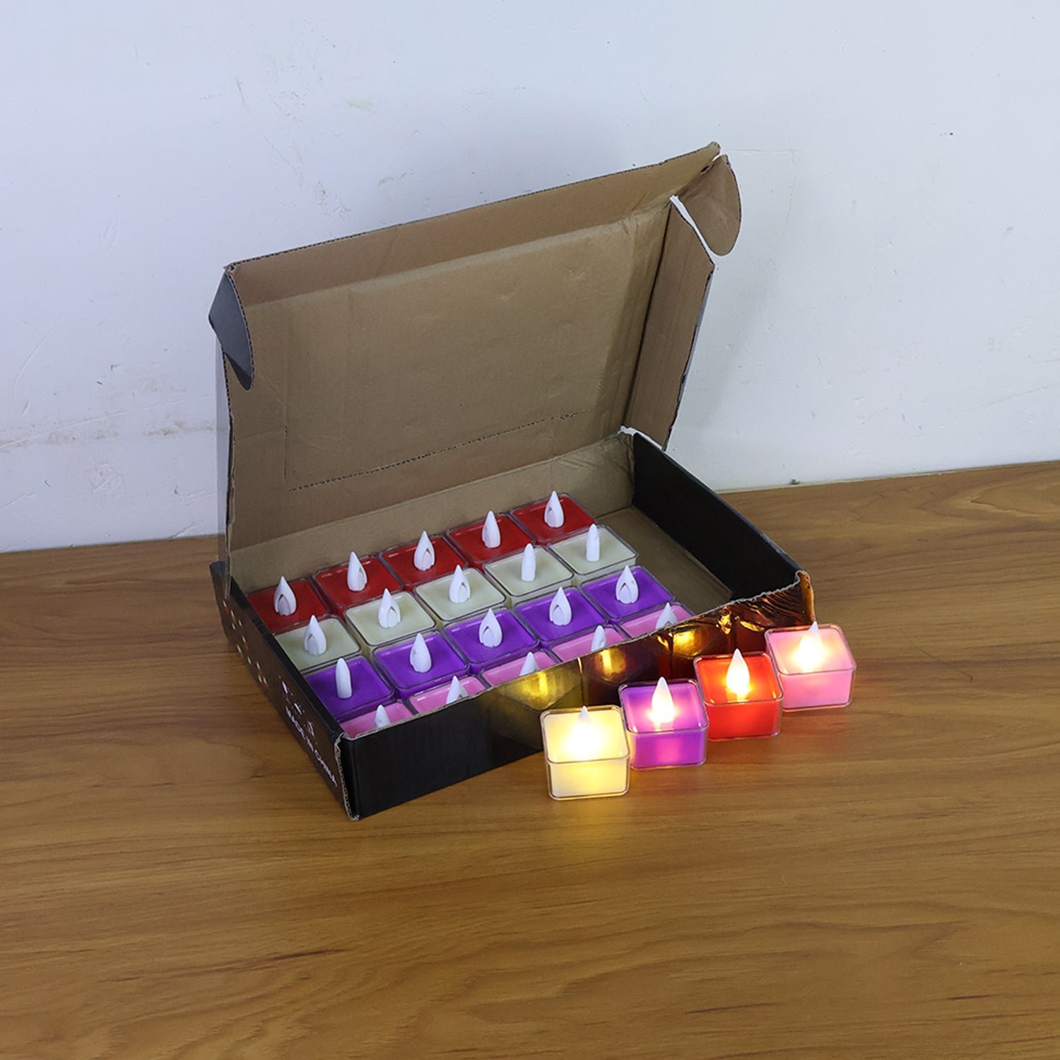 LED Tealight Candles – Set of 24 Multi-Color Flameless Lights