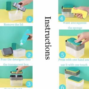 Kitchen Soap Dispenser with Sponge Holder – Organised Dishwashing | VelvetBubbles