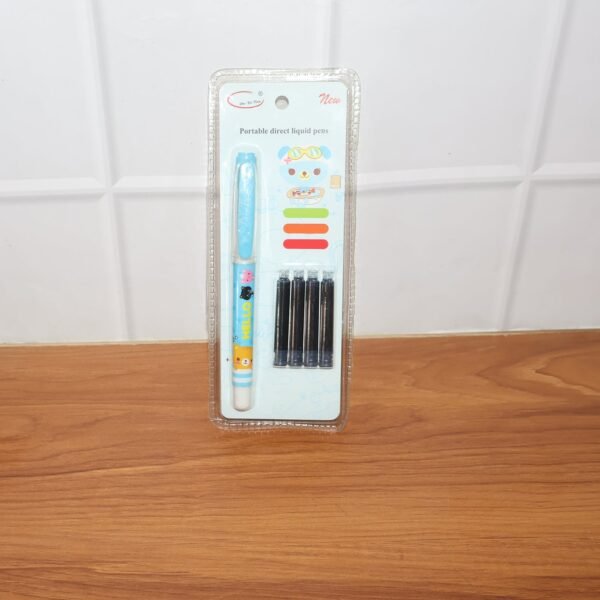 Liquid Ink Pen Set – Cute Cartoon Design with Refillable Cartridges
