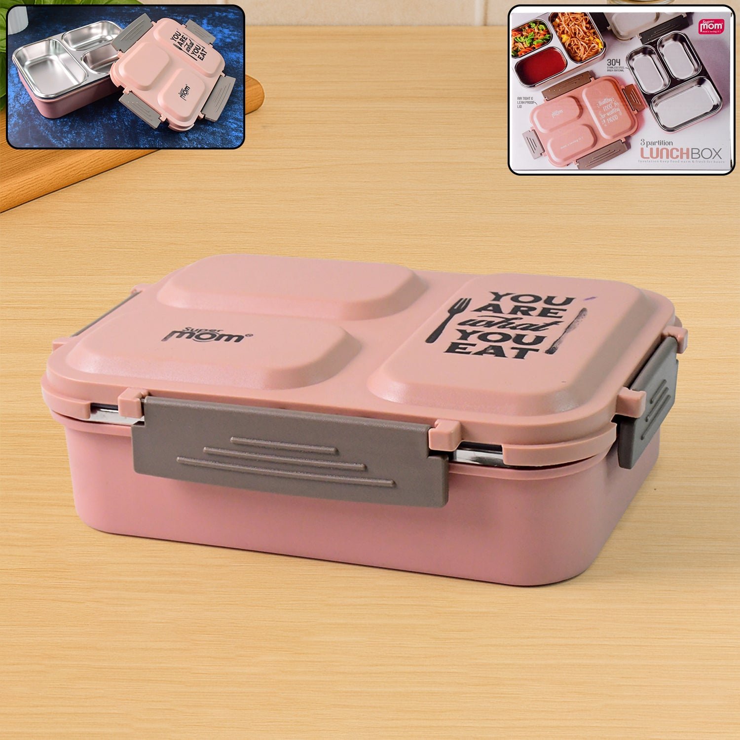 Stainless Steel Lunch Box – Premium 3-Partition Leakproof Tiffin