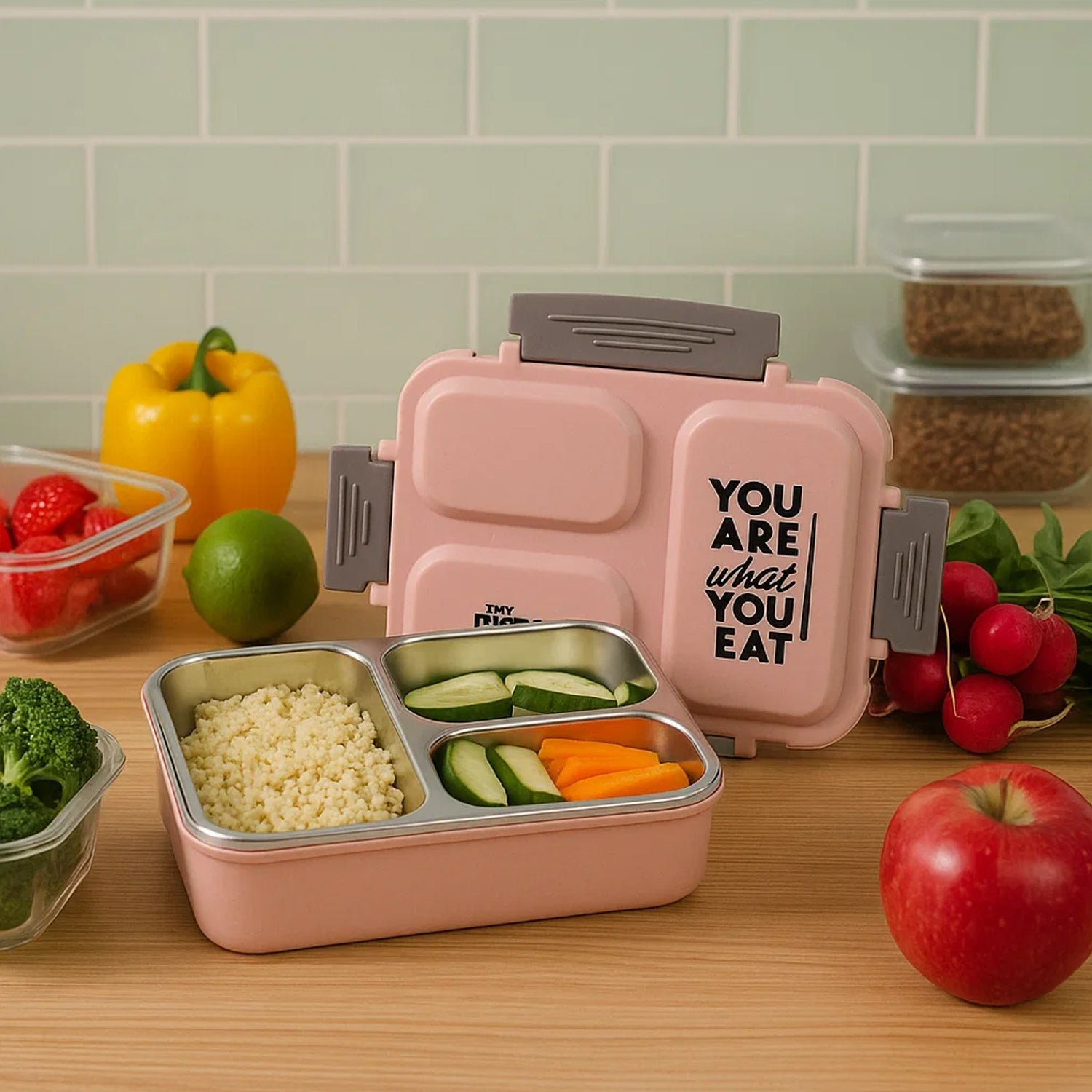 Stainless Steel Lunch Box – Premium 3-Partition Leakproof Tiffin