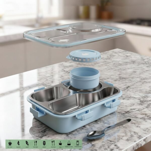 Stainless Steel Lunch Box – Airtight Compartment Tiffin for Meals