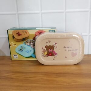 Kids Lunch Box – Cute Teddy Printed 500 ML with Stainless Steel Containers
