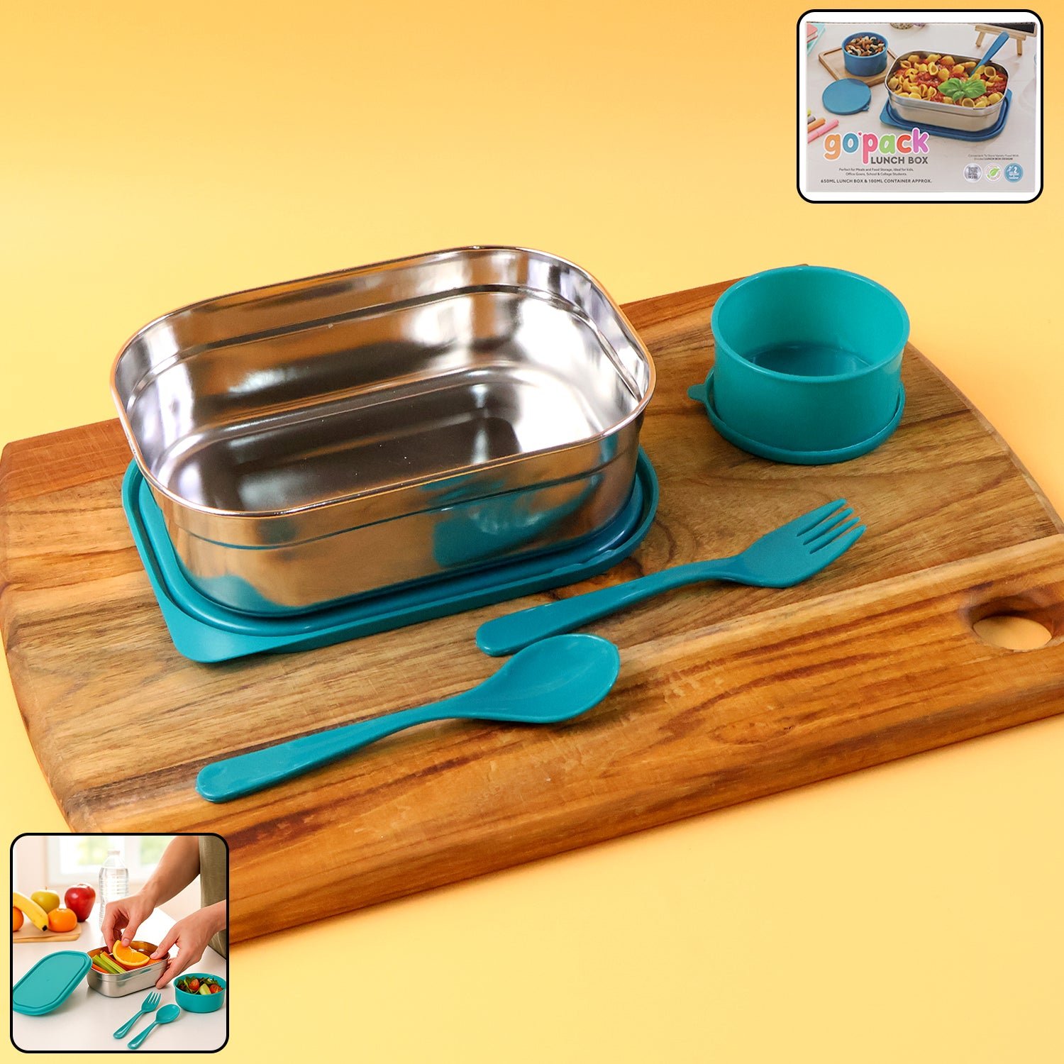 Stainless Steel Lunch Box Set – Leak-Resistant with Cutlery
