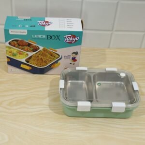 Stainless Steel Lunch Box 2 Section – Leakproof & Durable with Spoon