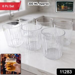 Glass Drinking Set – Durable 6-piece 300ml Ribbed Tumblers