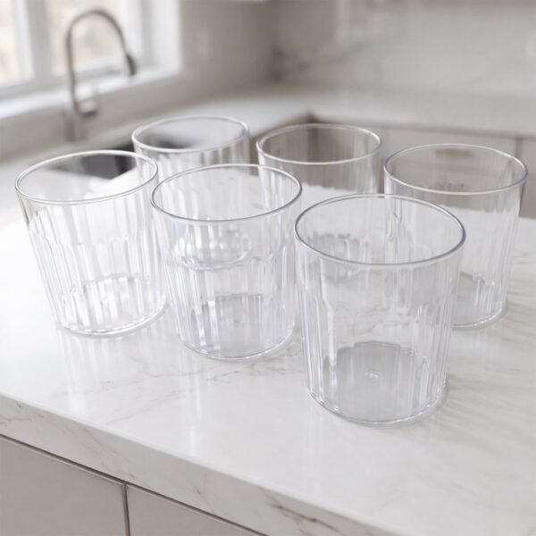 Glass Drinking Set – Durable 6-piece 300ml Ribbed Tumblers