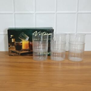 Glass Drinking Set – Durable 6-piece 300ml Ribbed Tumblers