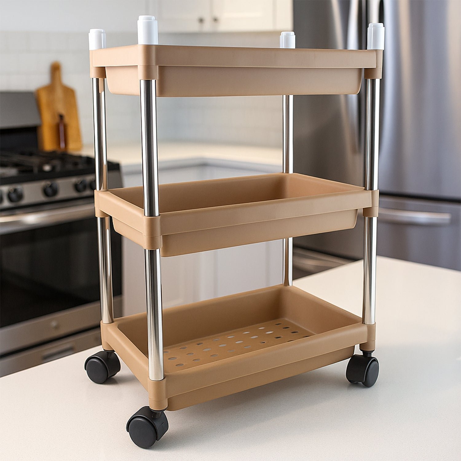 3-Layer Storage Trolley – Portable, Rolling & Durable Organizer
