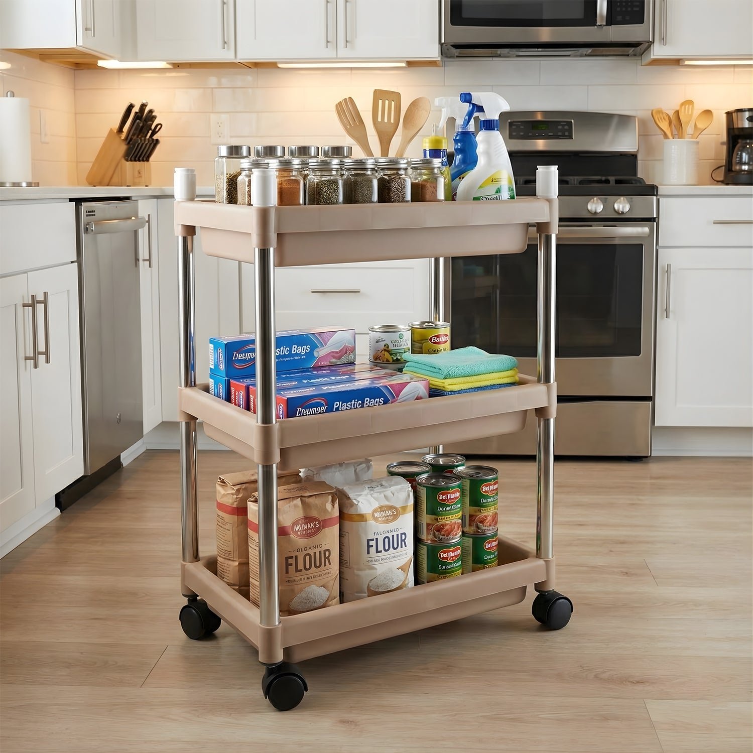 3-Layer Storage Trolley – Portable, Rolling & Durable Organizer