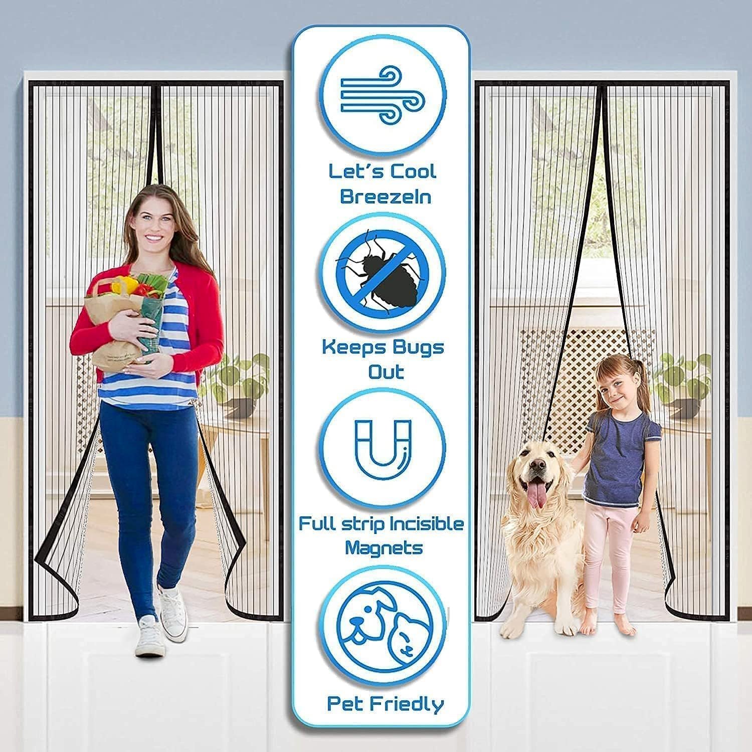 Magic Mesh Screen Door – Hands-Free Bug & Insect Protection