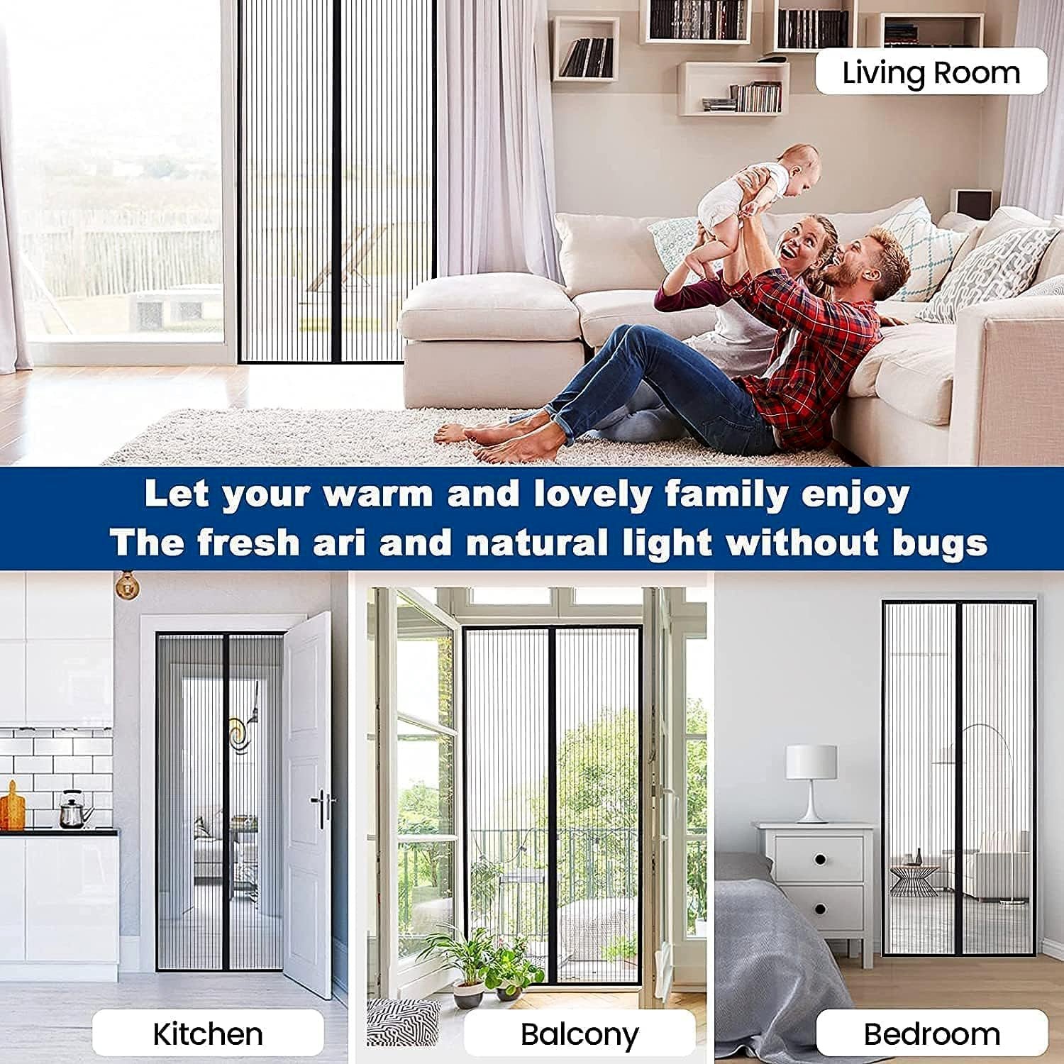 Magic Mesh Screen Door – Hands-Free Bug & Insect Protection