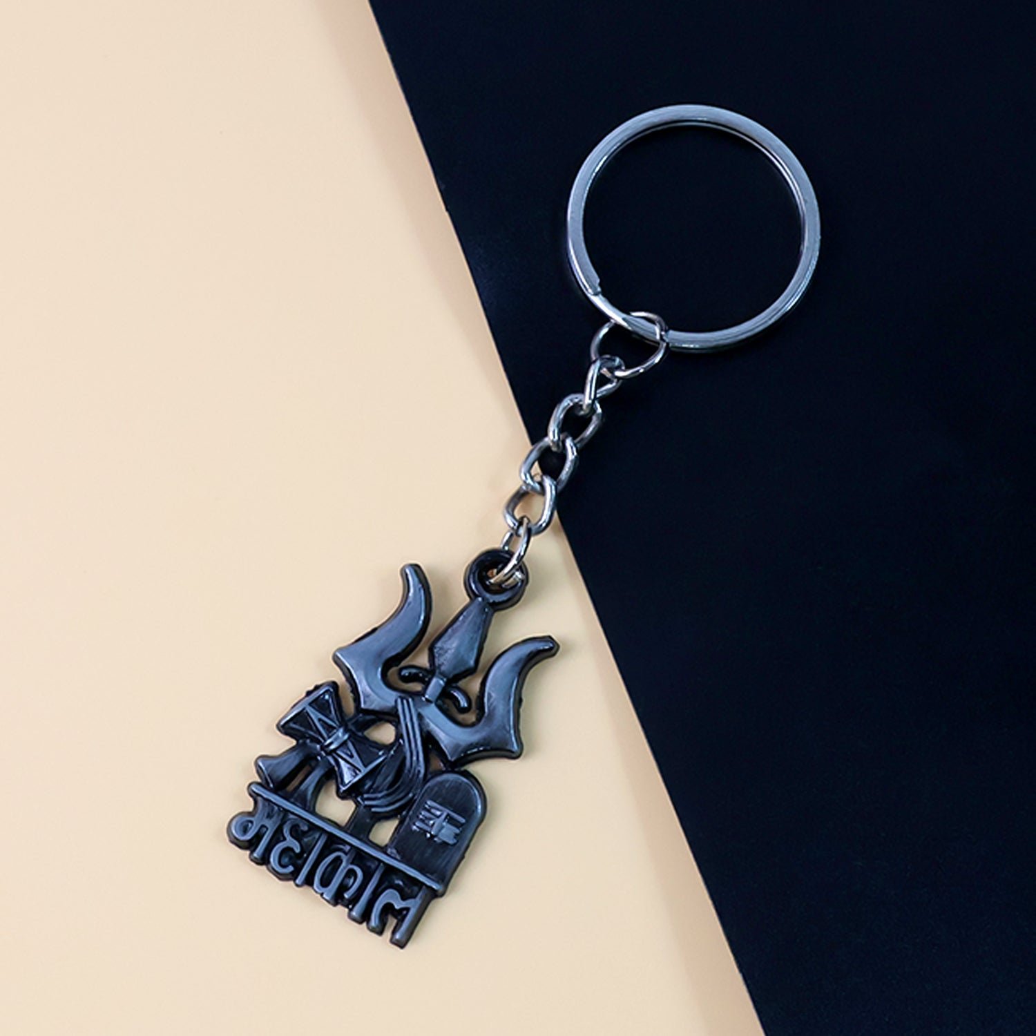 Mahakal Trishul Metal Keychain Set – Durable Devotional 2-Pc