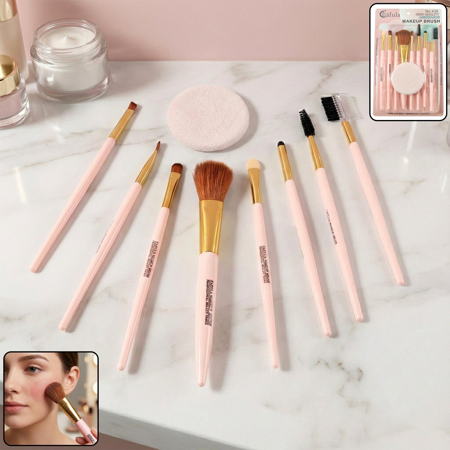 Professional Makeup Brush Set 9-in-1 – Complete Face & Eye Kit