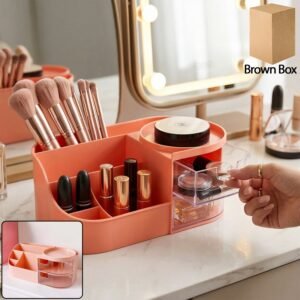 Multipurpose Makeup Organizer – Space-Saving with Drawers & Brush Holder