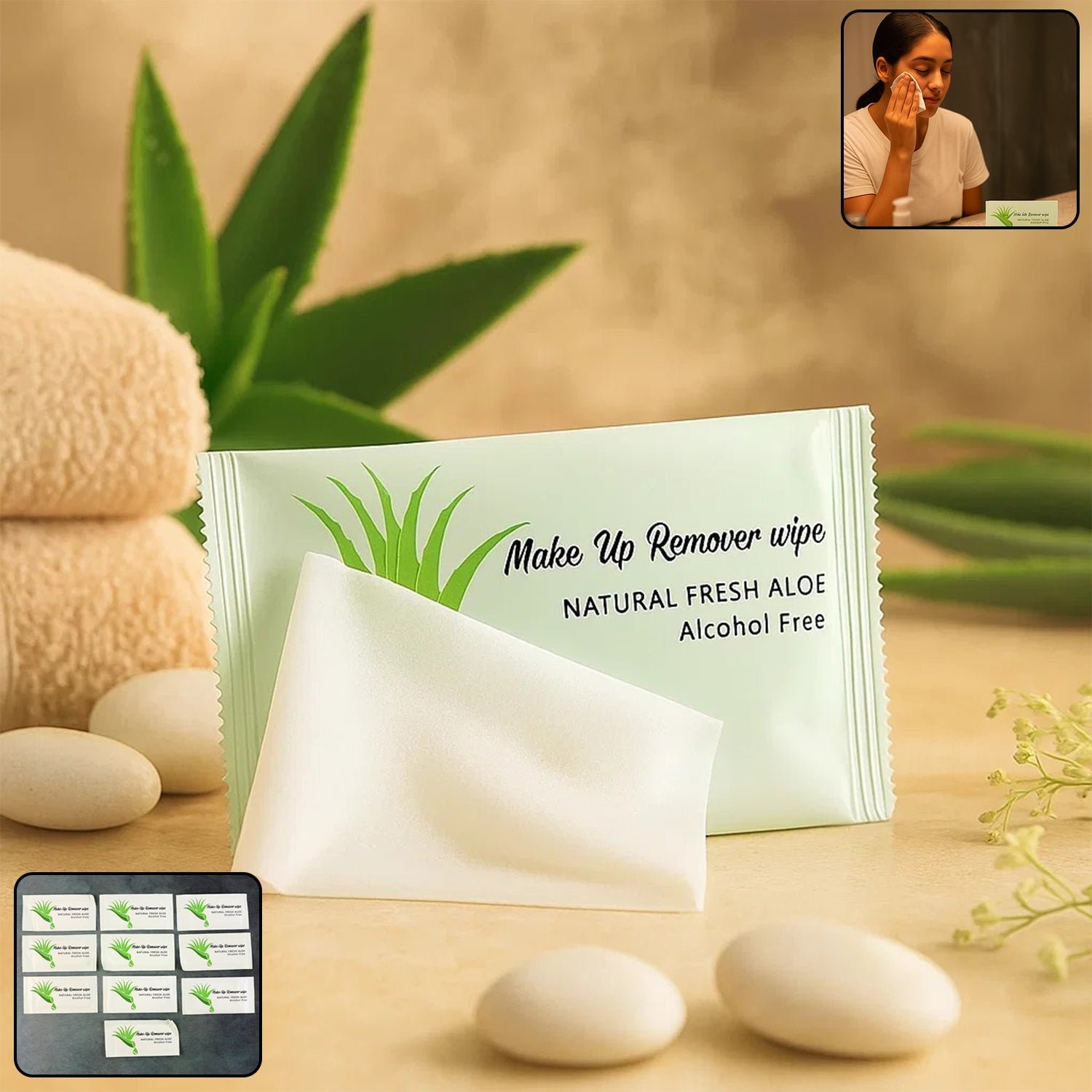 Makeup Remover Wipes – Alcohol-Free Aloe Cleansing Towelettes Pack